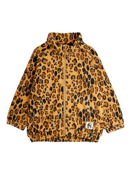 Mini Rodini Kids' Zip-Up Fleece Jacket, Leopard Print, Leopard Print