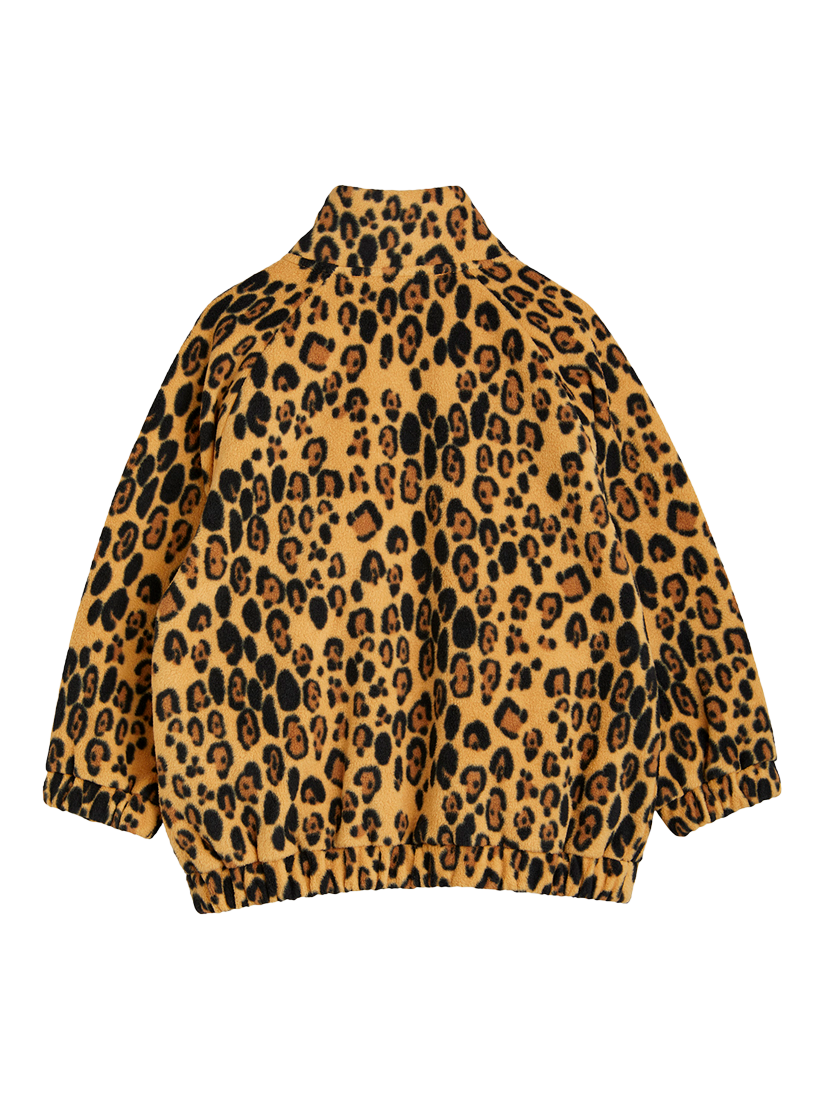 Product image 2 of 3, which shows Mini Rodini Kids' Zip-Up Fleece Jacket, Leopard Print, 1-4 months