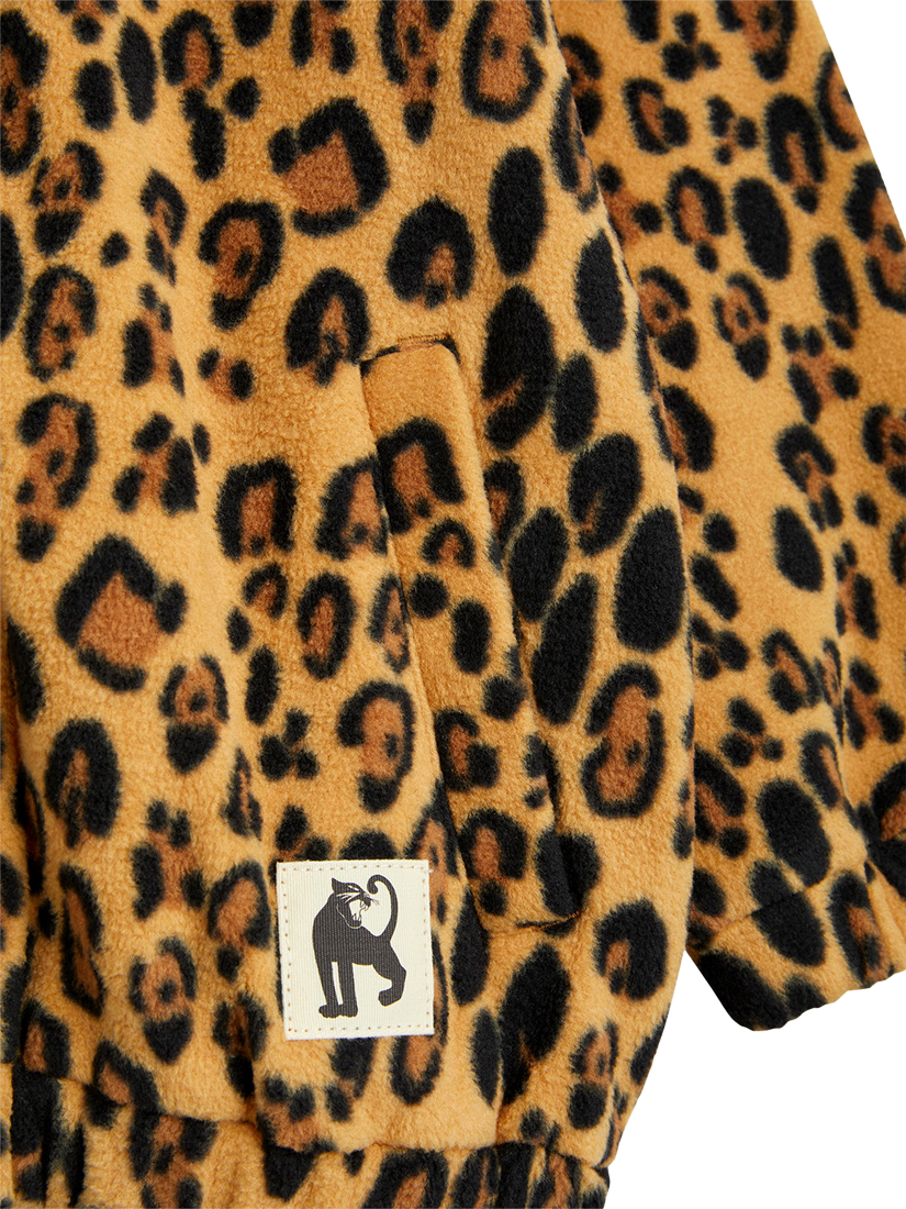 Product image 3 of 3, which shows Mini Rodini Kids' Zip-Up Fleece Jacket, Leopard Print, 1-4 months