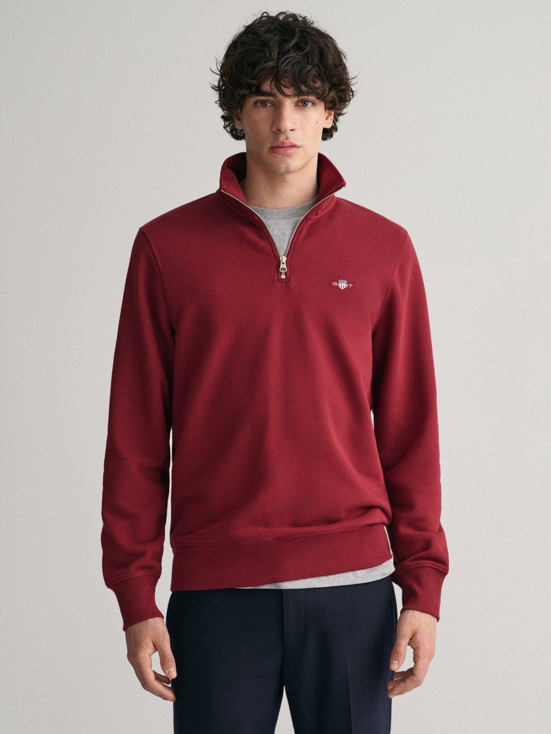 Product image 1 of 11, which shows GANT Shield Half Zip Sweater, Plumped Red, M