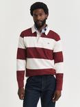 GANT Cotton Regular Fit Long Sleeve Striped Heavy Rugby Shirt, Plumped Red