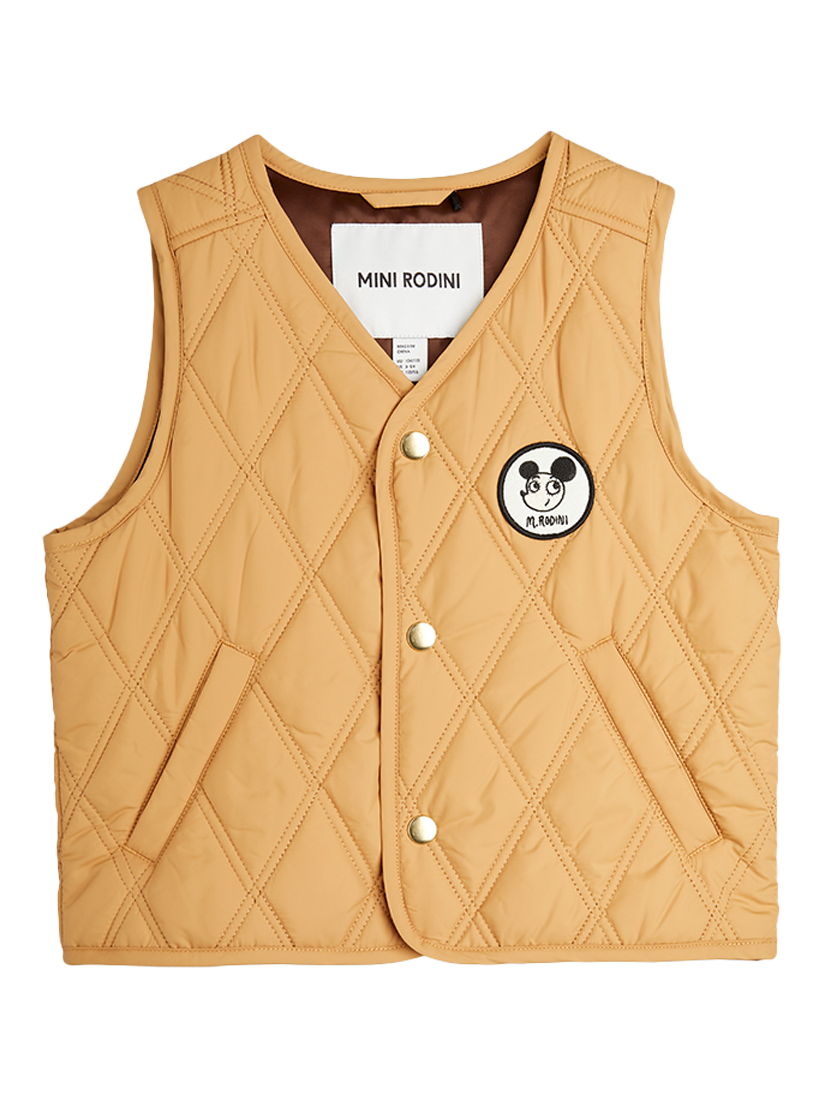 Product image 1 of 1, which shows Mini Rodini Kids' Ritzratz Patch Gilet, Brown, 9-18 months