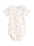 Lindex Baby Boats Crew Neck Bodysuit, Light Dusty White