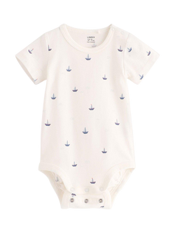 Lindex Baby Boats Crew Neck Bodysuit, Light Dusty White, Light Dusty White