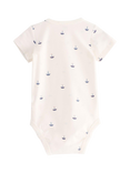 Lindex Baby Boats Crew Neck Bodysuit, Light Dusty White