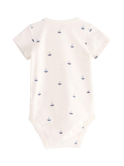 Lindex Baby Boats Crew Neck Bodysuit, Light Dusty White - view 2, Light Dusty White