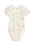 Lindex Baby Floral Short Sleeve Bodysuit, Light Dusty White