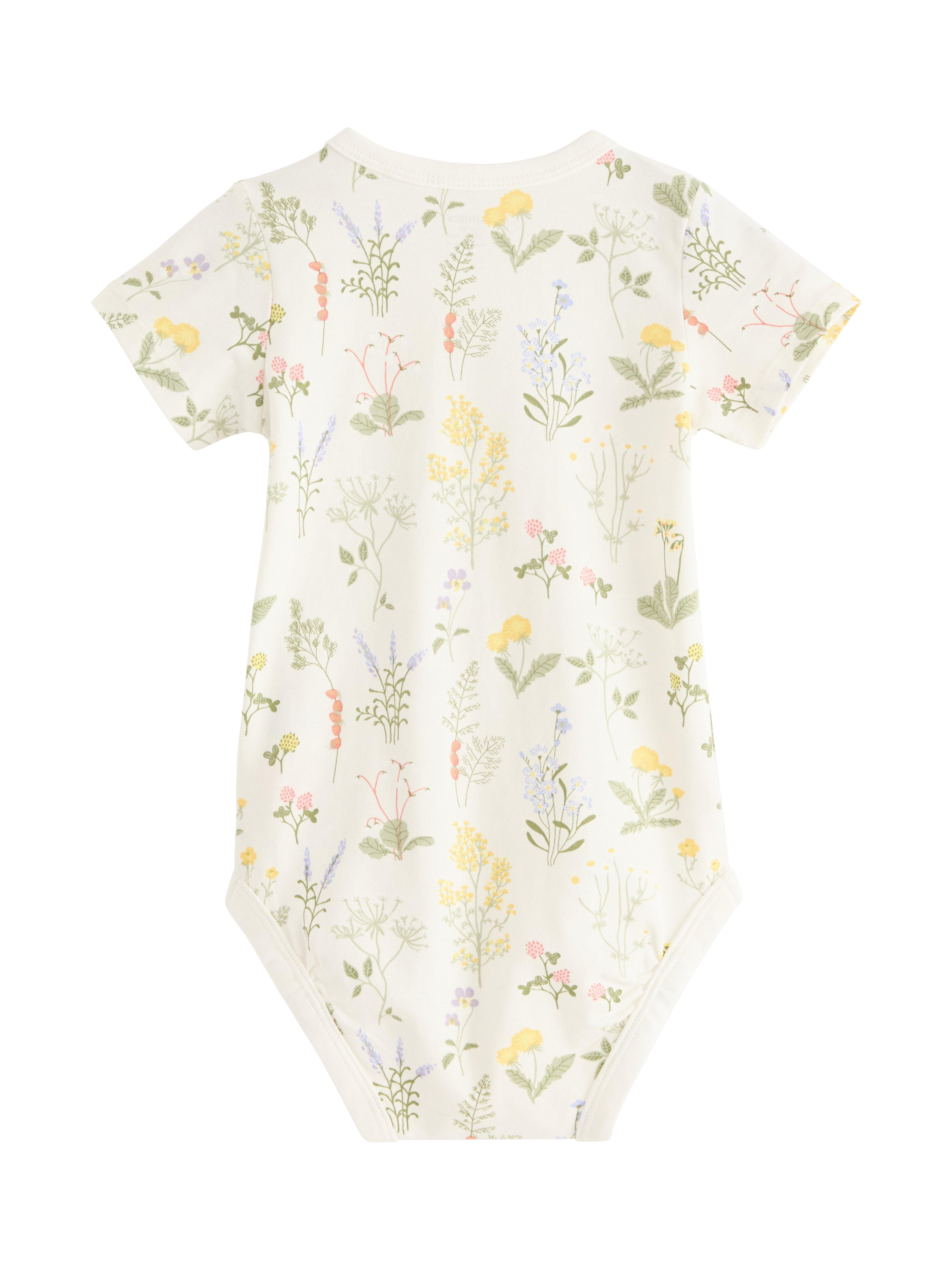 Product image 2 of 3, which shows Lindex Baby Floral Short Sleeve Bodysuit, Light Dusty White, 12-18 months