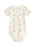 Lindex Baby Floral Short Sleeve Bodysuit, Light Dusty White