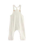 Lindex Baby Rib Stripe Dungarees, Light Dusty White
