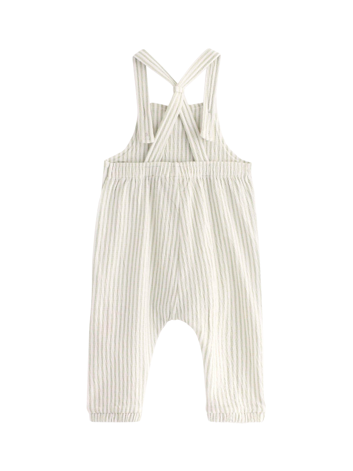 Product image 2 of 3, which shows Lindex Baby Rib Stripe Dungarees, Light Dusty White, 2-4 months