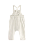 Lindex Baby Rib Stripe Dungarees, Light Dusty White