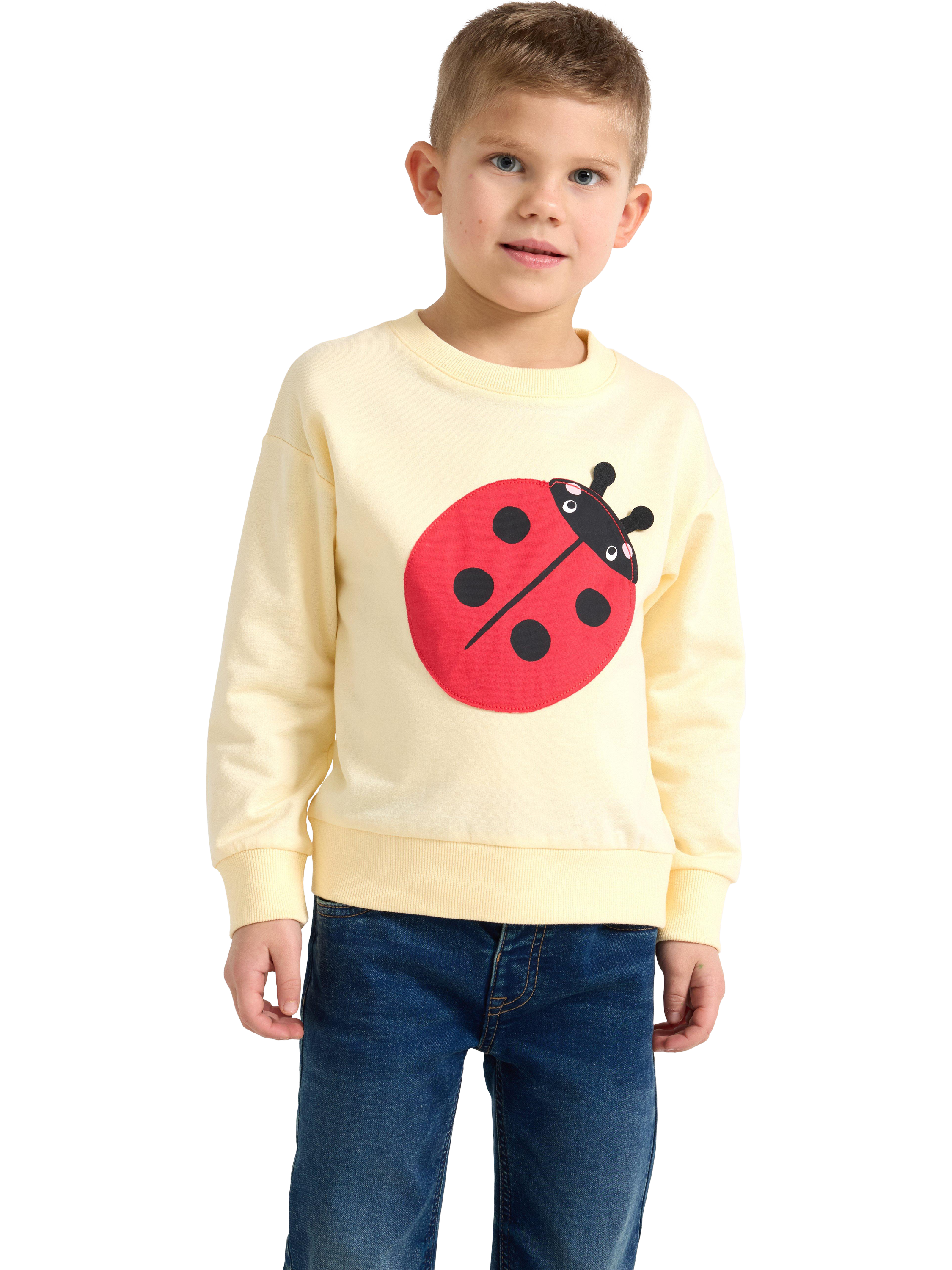 Product image 1 of 6, which shows Lindex Kids' Cotton Ladybird Sweatshirt, Light Yellow, 5-6 years