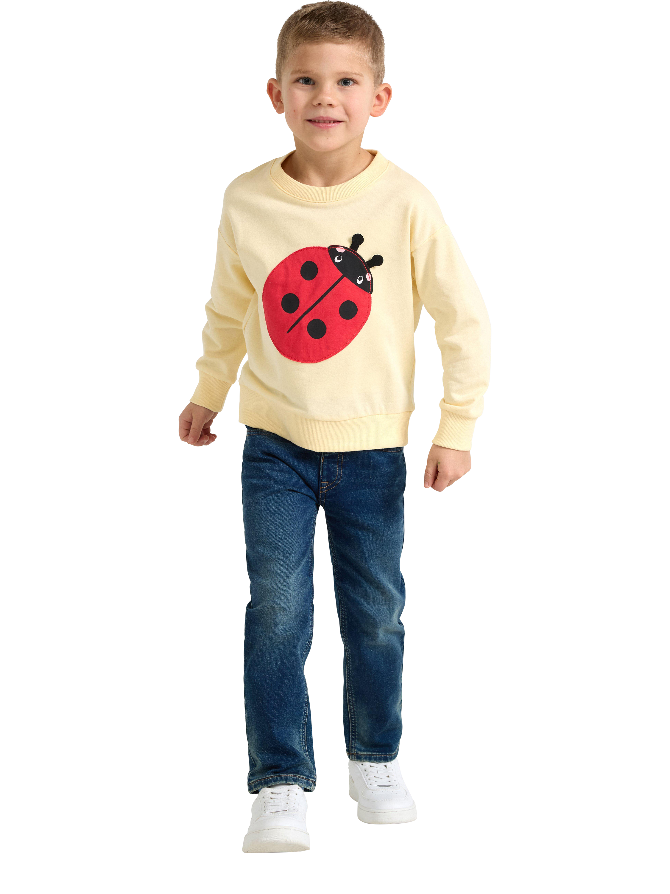 Product image 3 of 6, which shows Lindex Kids' Cotton Ladybird Sweatshirt, Light Yellow, 5-6 years