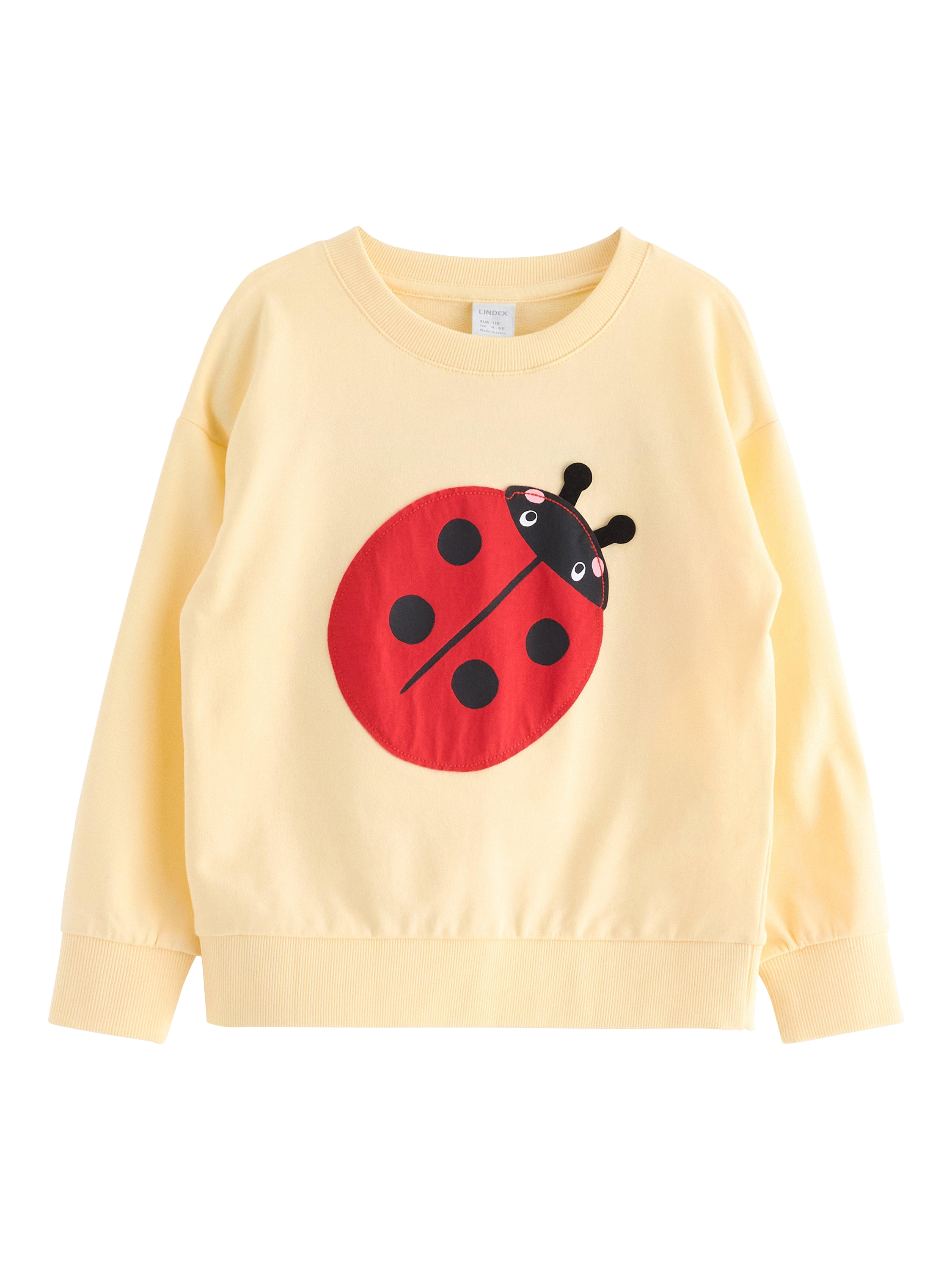 Product image 4 of 6, which shows Lindex Kids' Cotton Ladybird Sweatshirt, Light Yellow, 5-6 years