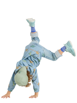 Lindex Kids' Dinosaur Print Waterproof Jacket, Light Blue - view 2, Light Blue