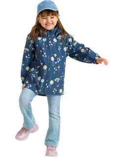 Lindex Kids' Floral Print Waterproof Jacket, Blue