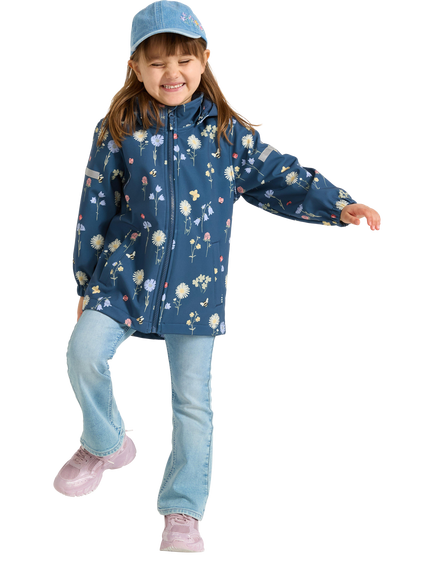 Lindex Kids' Floral Print Waterproof Jacket, Blue