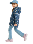 Lindex Kids' Floral Print Waterproof Jacket, Dk Dusty Blue