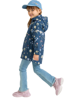 Lindex Kids' Floral Print Waterproof Jacket - view 2, Blue
