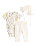 Lindex Baby Bodysuit, Leggings & Hat Set, Light Dusty White