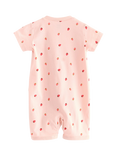 Lindex Baby Cotton Strawberry Print Shortie Sleepsuit, Light Pink