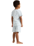 Lindex Kids' Cotton Sailboat Print Shortie Pyjama Set, Dusty Blue