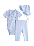 Lindex Baby Bodysuit, Leggings & Hat Set, Light Blue