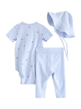 Lindex Baby Bodysuit, Leggings & Hat Set, Light Blue