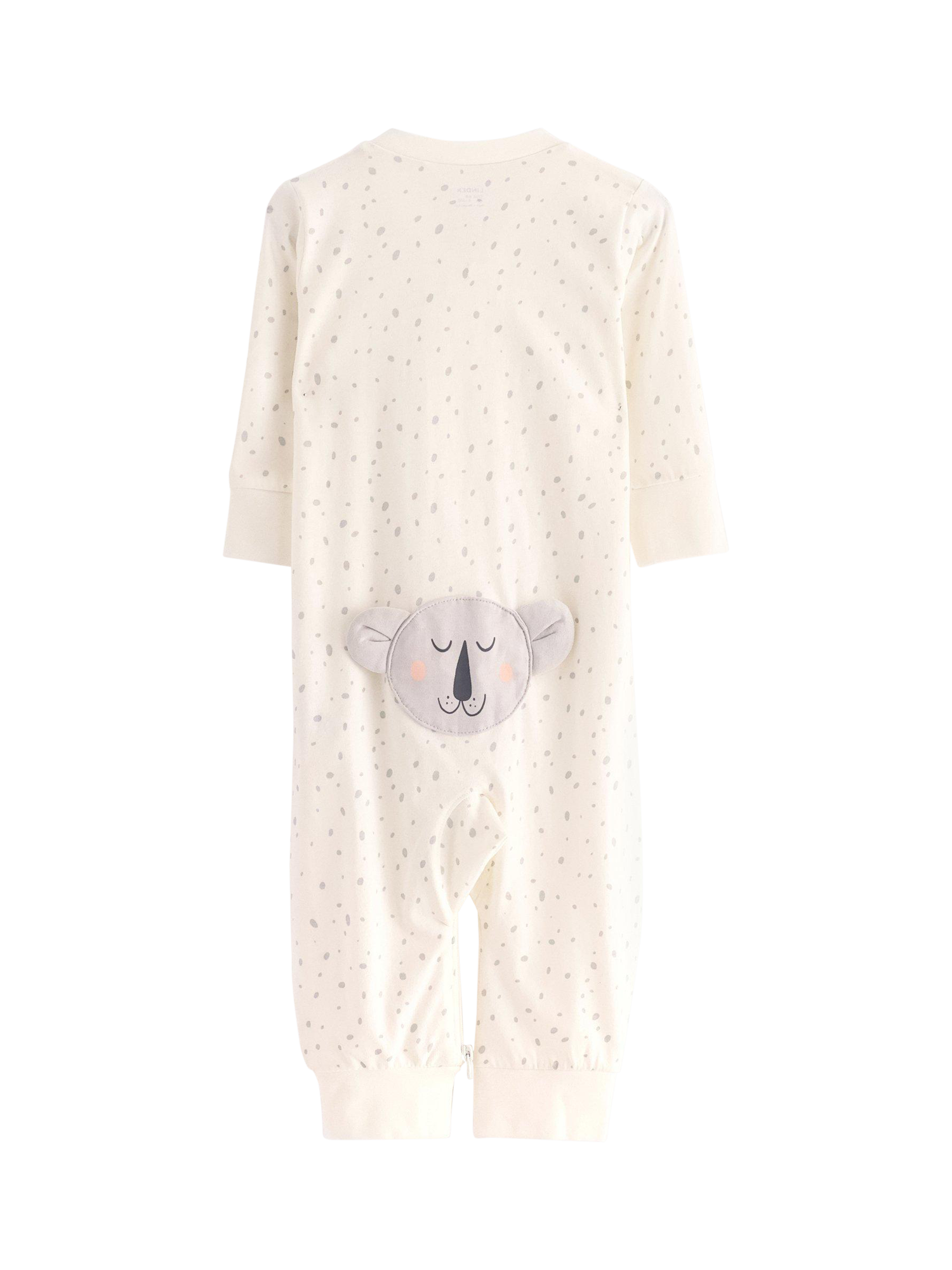 Product image 1 of 2, which shows Lindex Baby Pure Cotton Koala Sleepsuit, Light Dusty White, 10-12 months