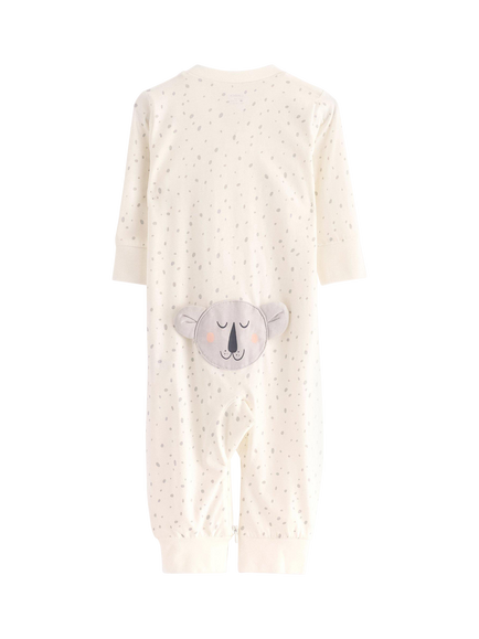 Lindex Baby Pure Cotton Koala Sleepsuit, Light Dusty White