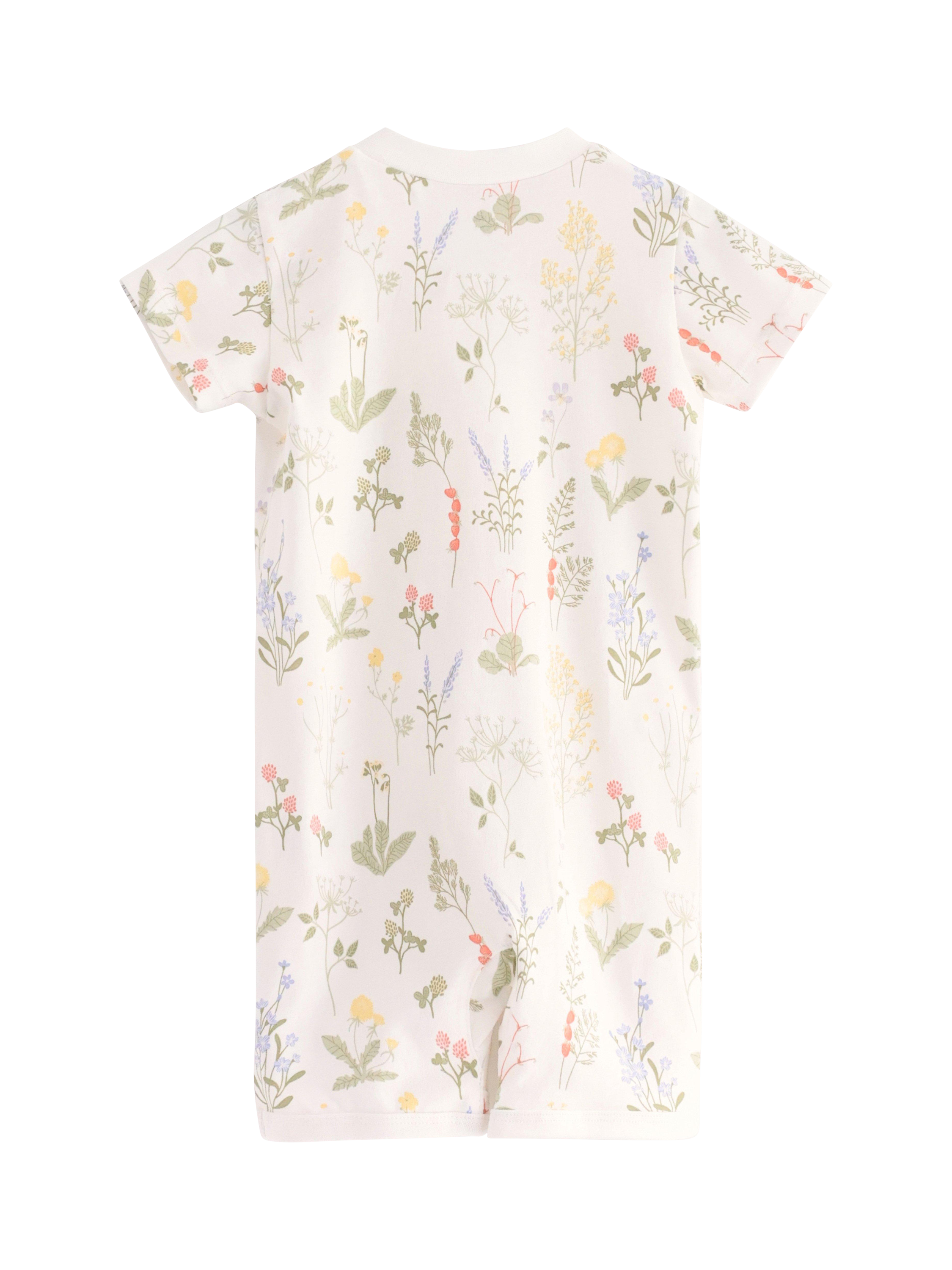 Product image 2 of 3, which shows Lindex Baby Pure Cotton Floral Print Sleepsuit, Light Dusty White, 4-6 months
