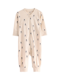 Lindex Baby Cotton Zip-Up Sleepsuit, Light Beige