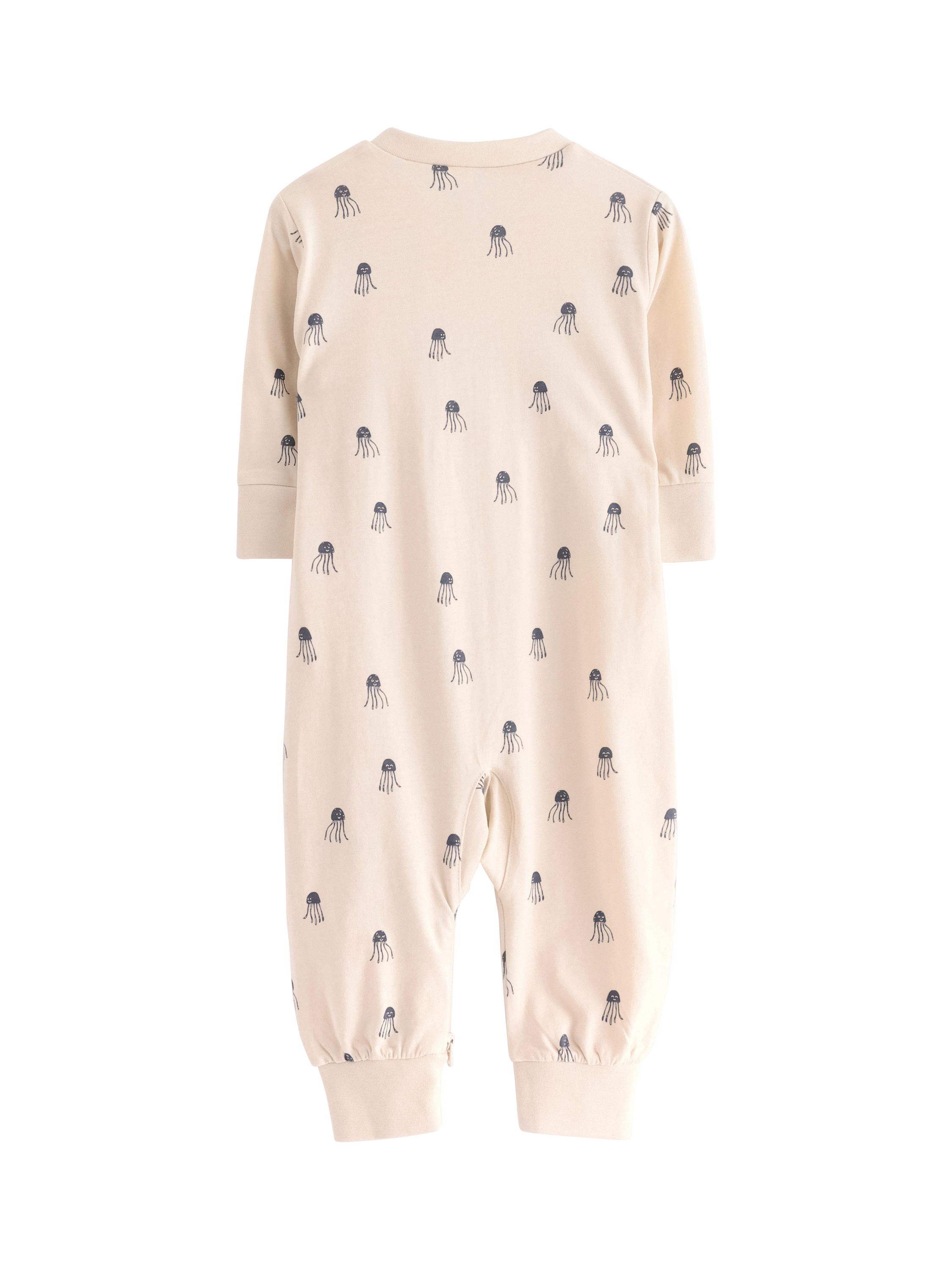 Product image 2 of 3, which shows Lindex Baby Cotton Zip-Up Sleepsuit, Light Beige, 12-18 months