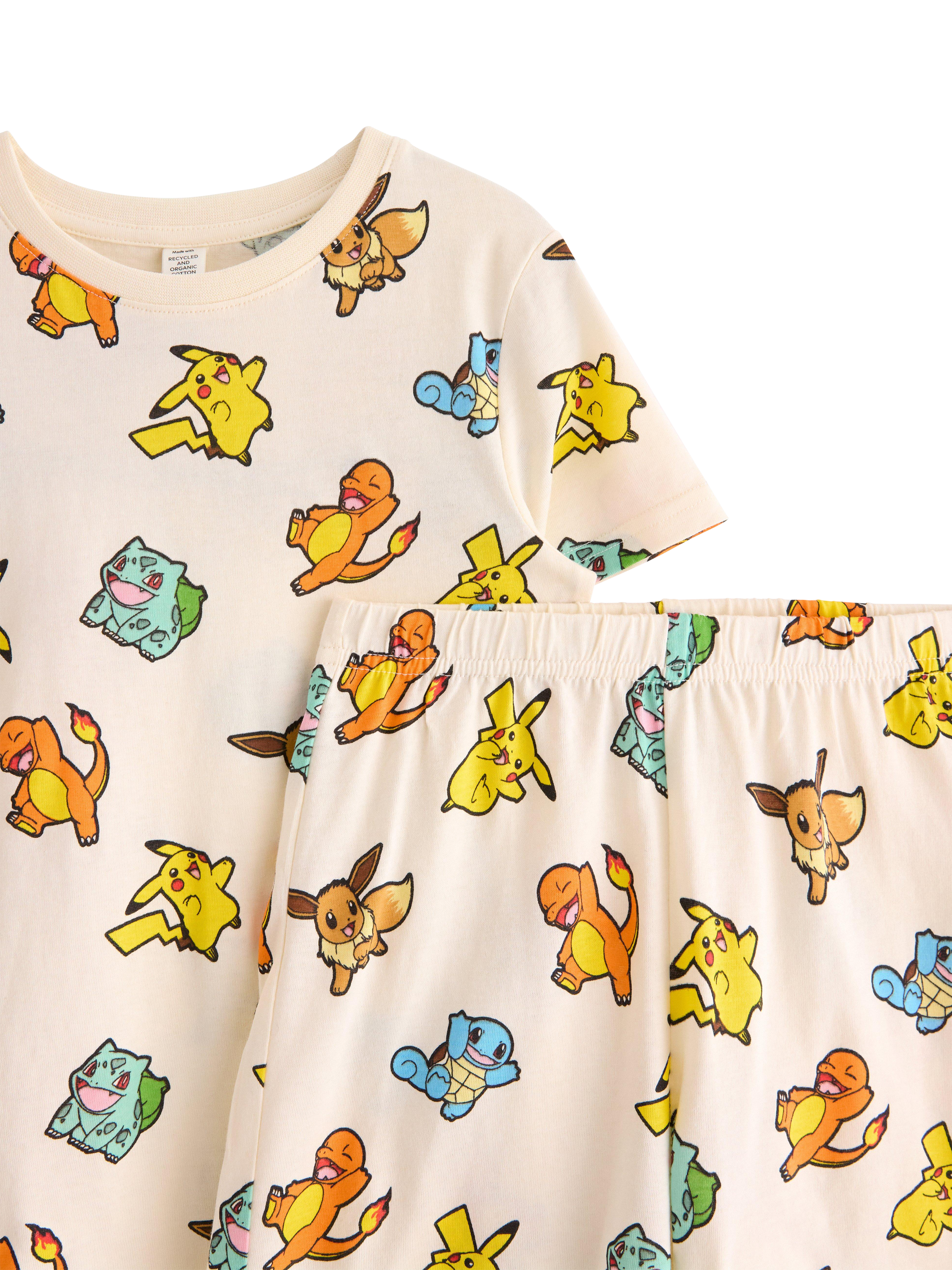 Product image 3 of 3, which shows Lindex Kids' Cotton Pokémon Shortie Pyjama Set, White, 2-4 years
