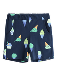 Lindex Kids' Cotton Jersey Ice Cream Print Shorts, Dark Blue