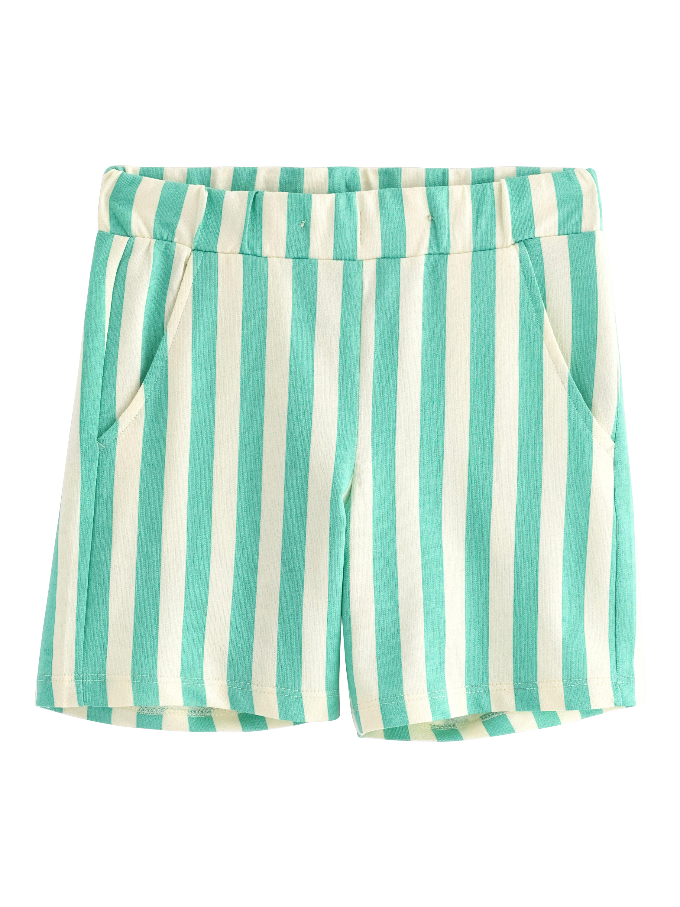 Product image 1 of 3, which shows Lindex Kids' Cotton Jersey Stripe Shorts, White, 18-24 months