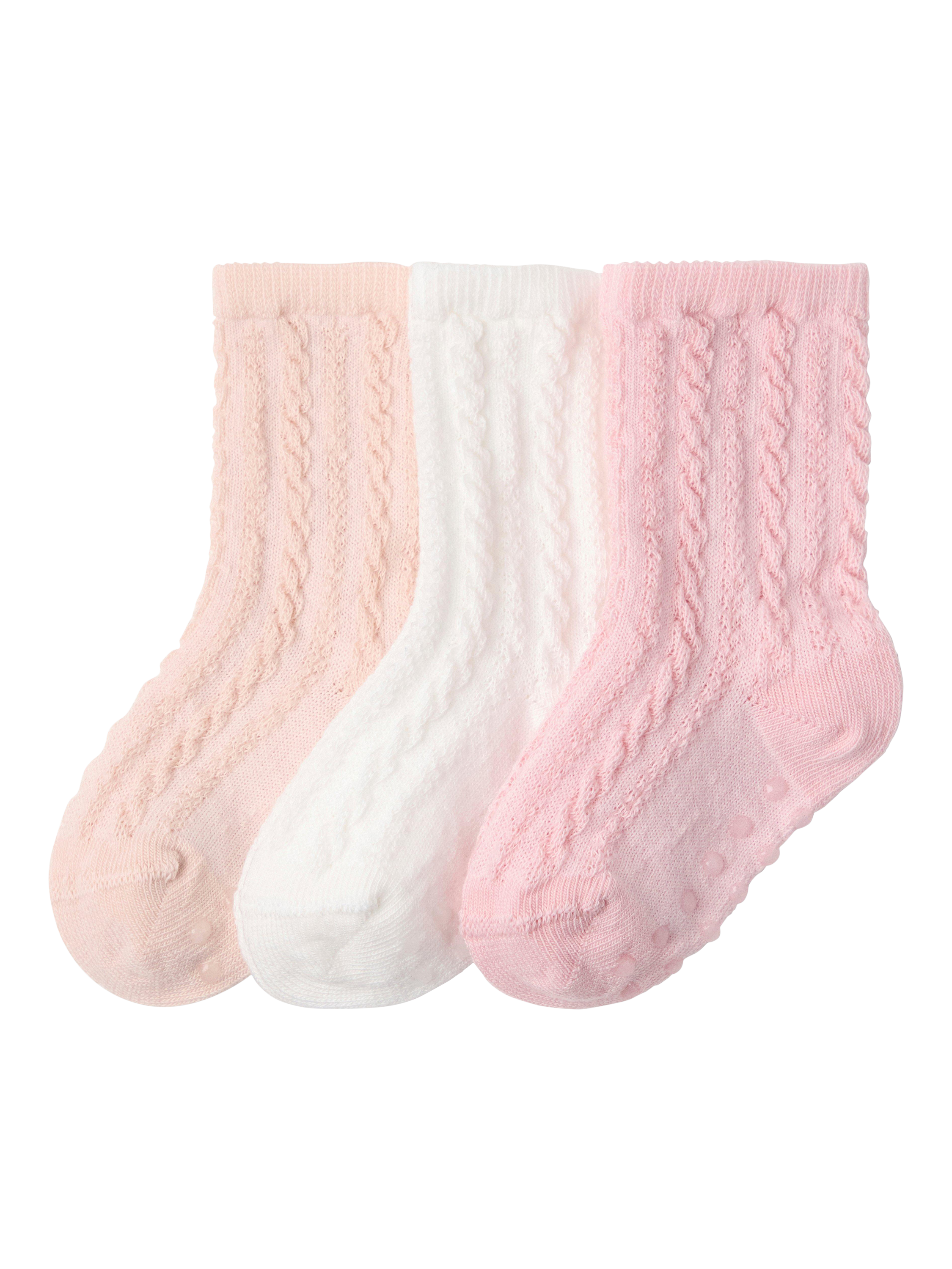 Product image 1 of 3, which shows Lindex Baby Cotton Blend Socks, Pack of 3, Light Dusty White, 4-9 months