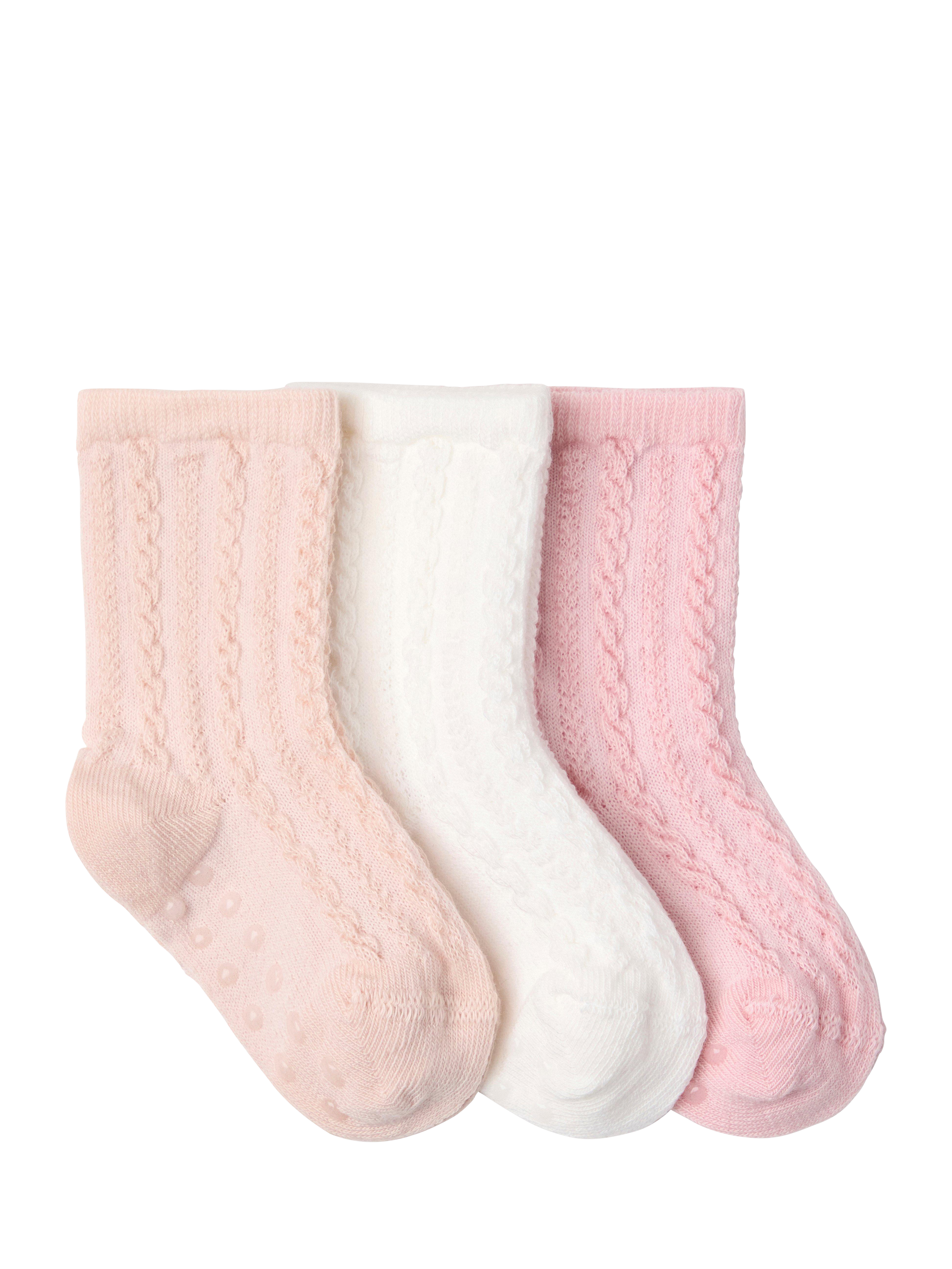 Product image 2 of 3, which shows Lindex Baby Cotton Blend Socks, Pack of 3, Light Dusty White, 4-9 months