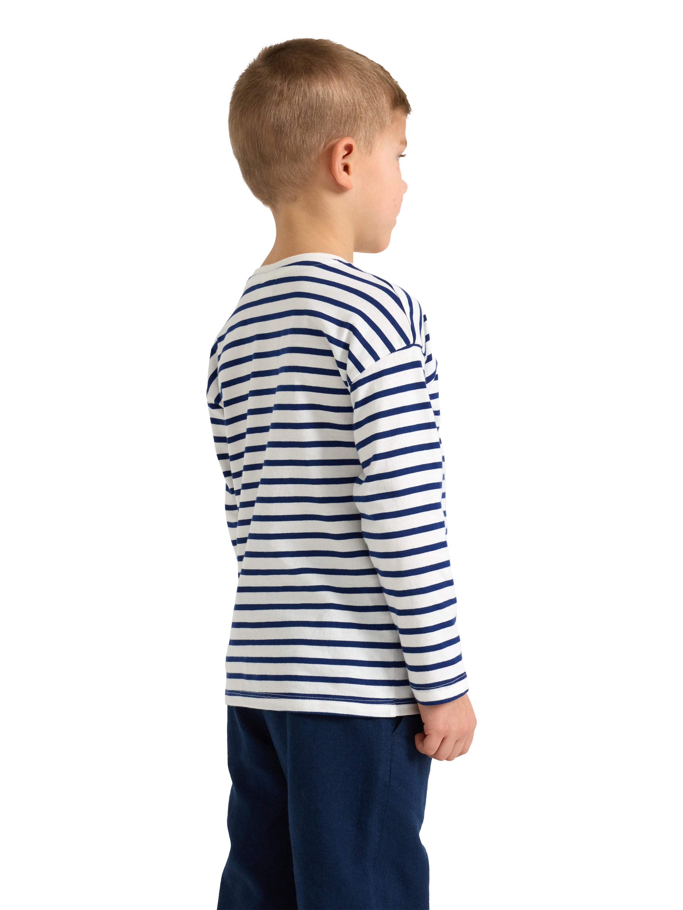 Product image 2 of 6, which shows Lindex Kids' Ladybird Stripe Long Sleeve Top, Light Dusty White, 6-7 years