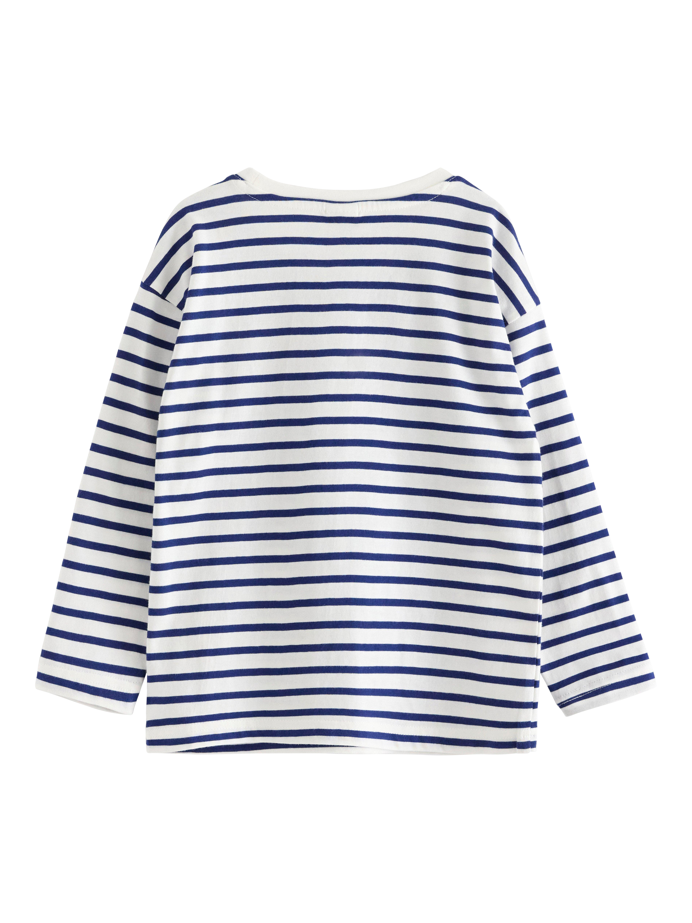 Product image 5 of 6, which shows Lindex Kids' Ladybird Stripe Long Sleeve Top, Light Dusty White, 6-7 years