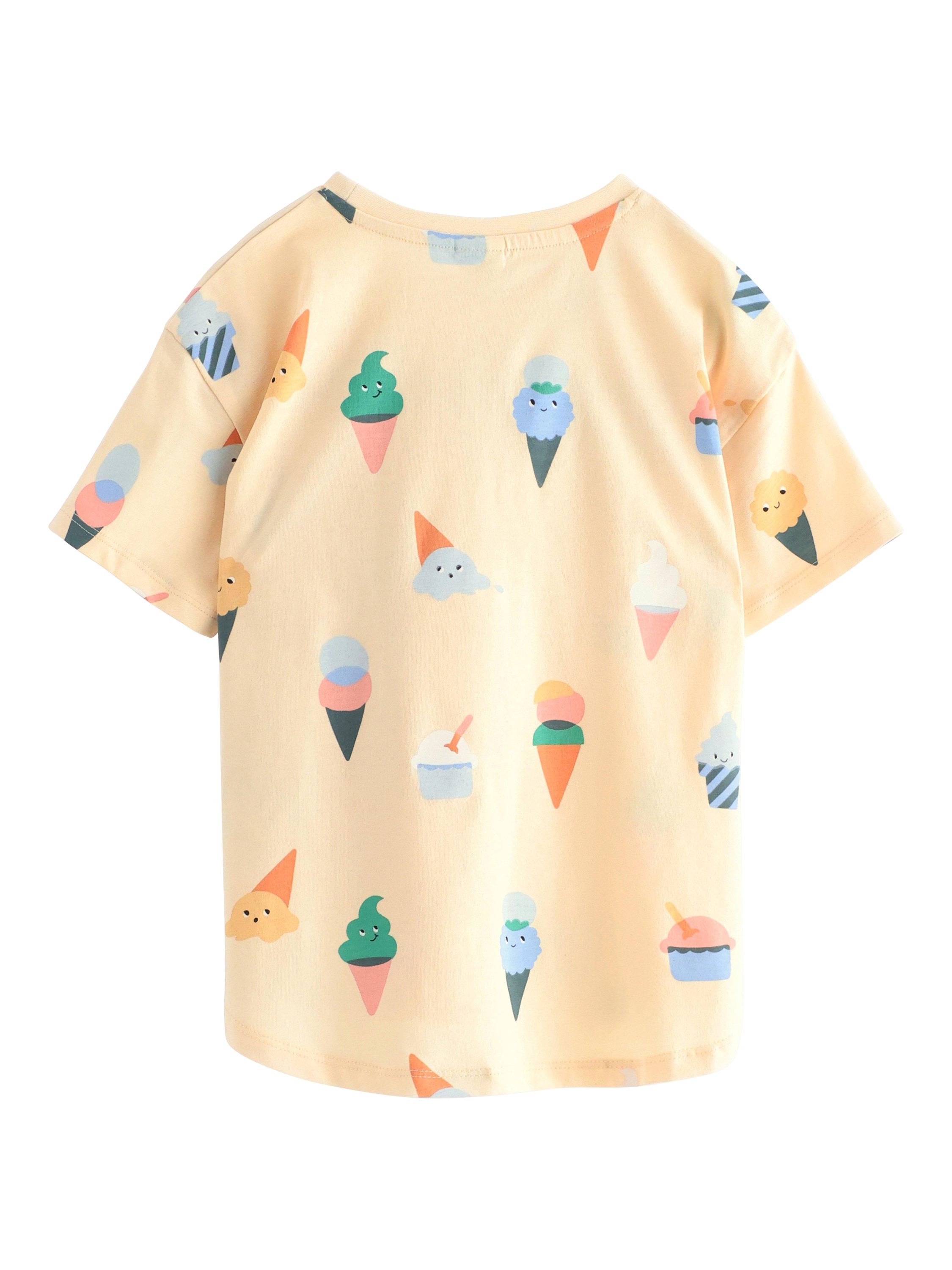 Product image 2 of 3, which shows Lindex Kids' Cotton Ice-Cream Print T-Shirt, Light Yellow, 2-4 years