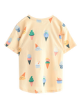 Lindex Kids' Cotton Ice-Cream Print T-Shirt, Light Yellow
