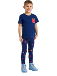 Lindex Baby Ladybird Print Brushed Leggings, Dark Blue