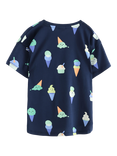 Lindex Kids' Short Sleeve Ice-Cream Print T-Shirt, Dark Blue