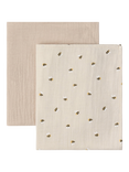 Lindex Bee Muslin Blanket, Pack of 2, Light Beige