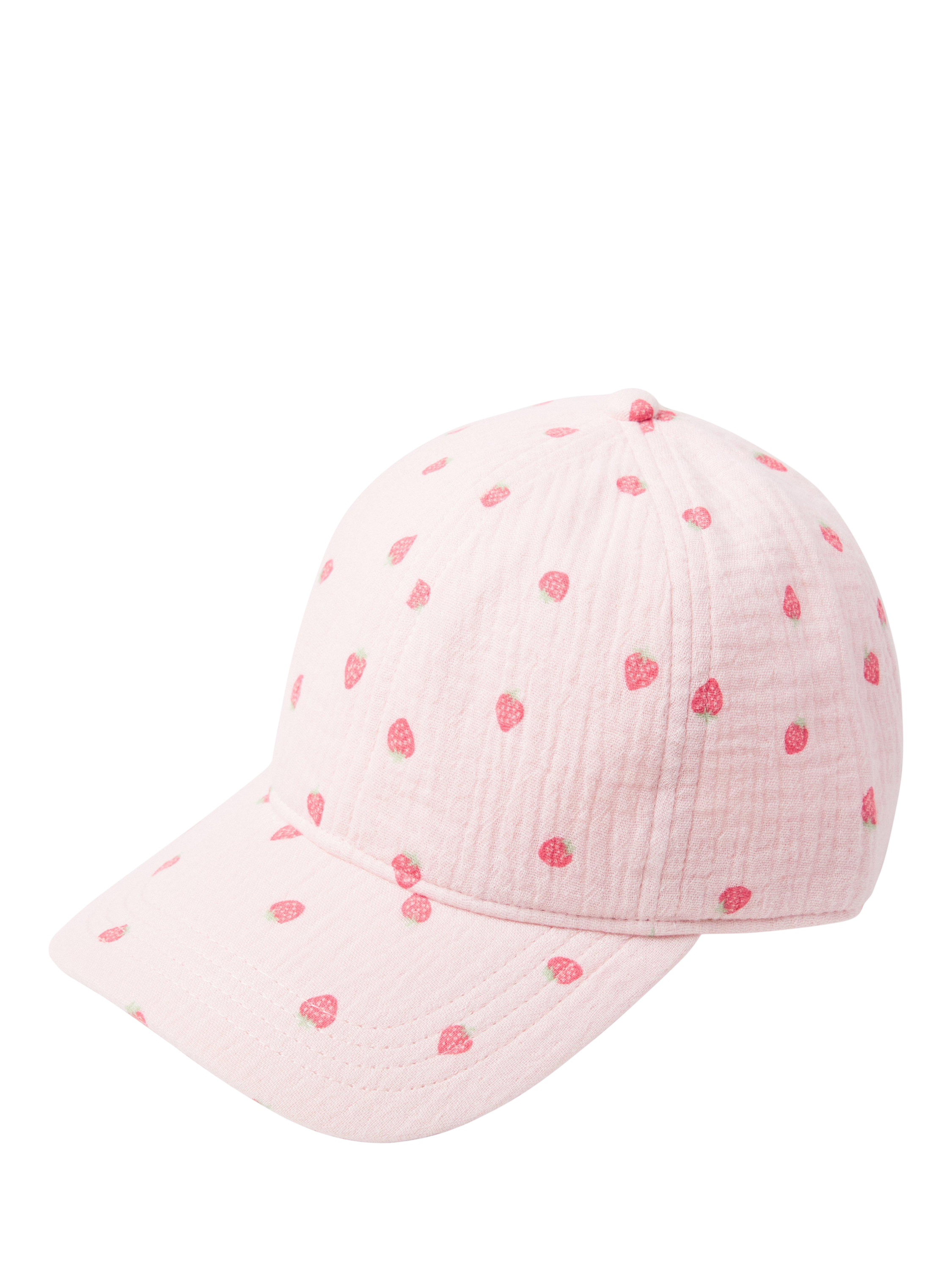 Product image 1 of 3, which shows Lindex Kids' Cotton Heart Print Baseball Cap, Light Dusty Pink, 5-7 years