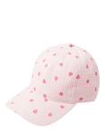 Lindex Kids' Cotton Heart Print Baseball Cap, Light Dusty Pink