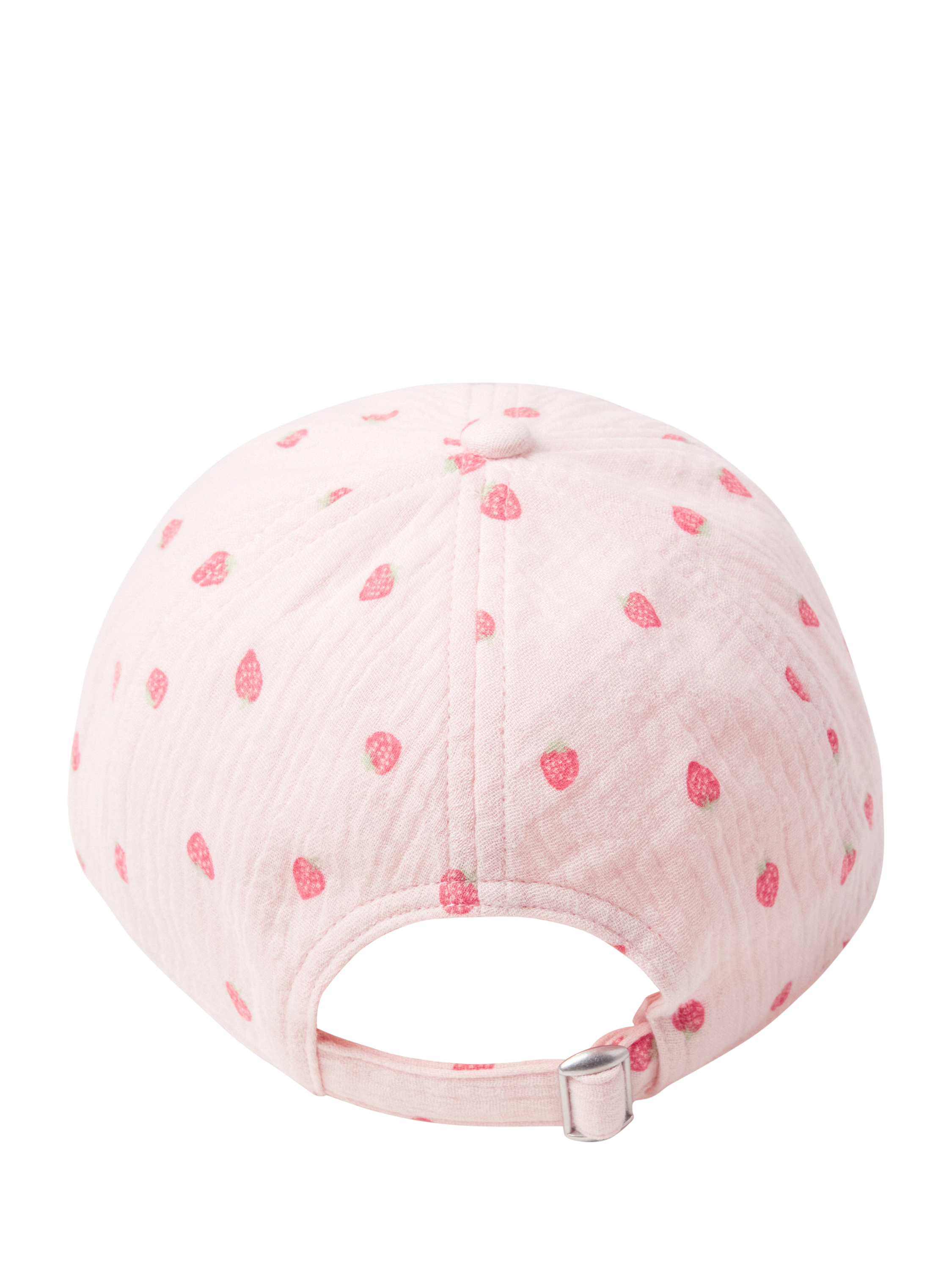 Product image 3 of 3, which shows Lindex Kids' Cotton Heart Print Baseball Cap, Light Dusty Pink, 5-7 years