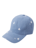Lindex Kids' Cotton Sailboat Print Baseball Cap, Dusty Blue